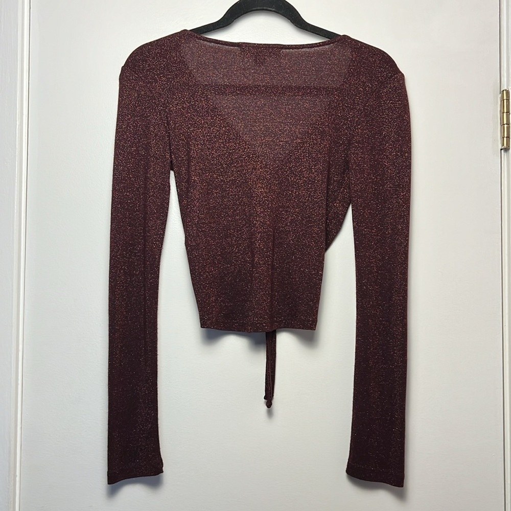 AllSaints Rina Glitz Ruched Drawstring Top - Size Small - Picture 6 of 8